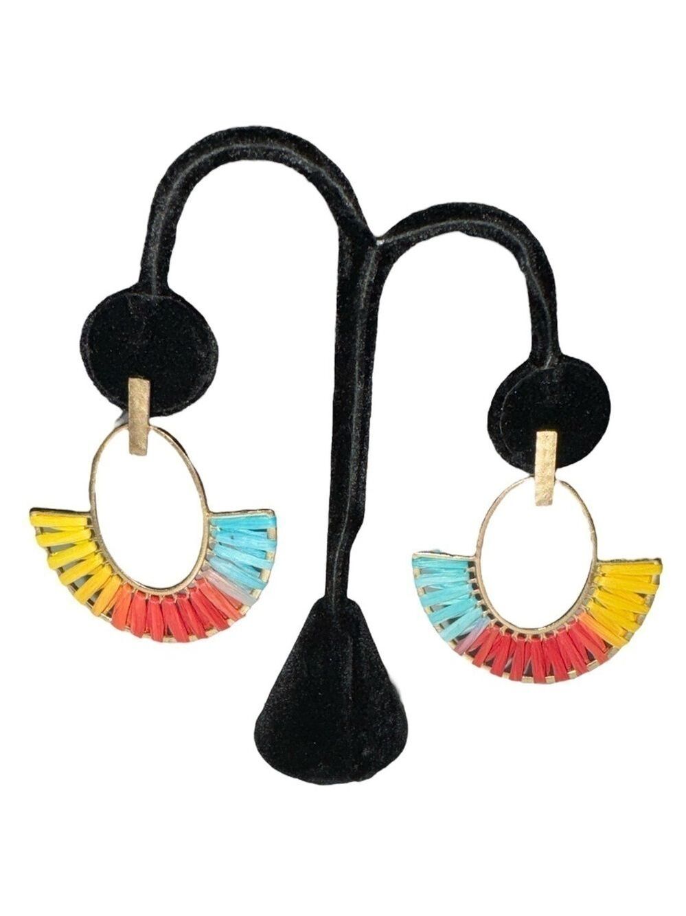 Multicolor Weaved Fan Earrings
